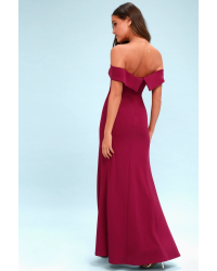 Song of Love Magenta Off-the-Shoulder Maxi Dress